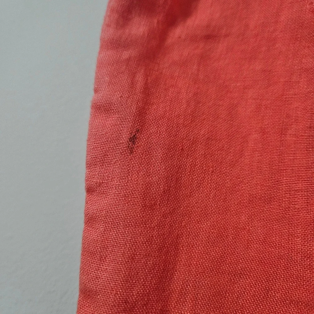 Willi Smith Women 10‎ Coral Orange 100% Linen Straight Leg Cargo Utility Pants